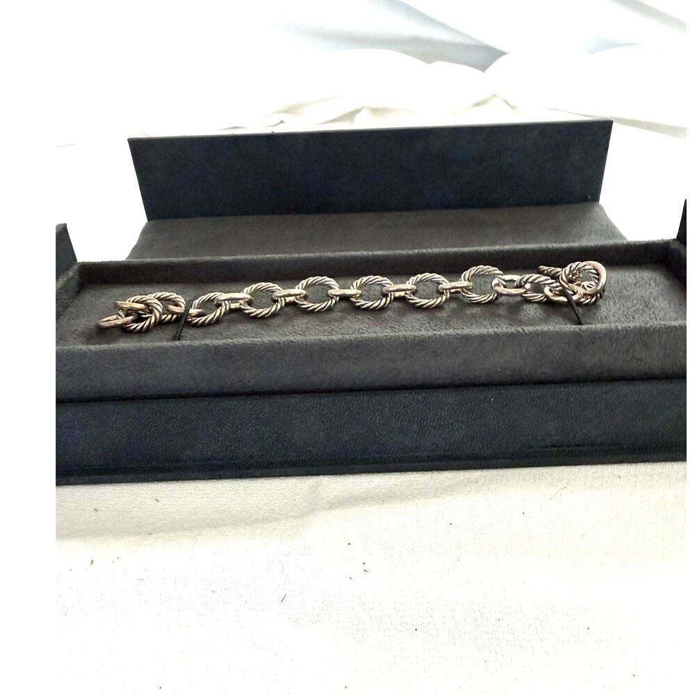 Estate David Yurman Sterling Silver (925) Oval Link 7.5" Bracelet with Gift Box - Picture 7 of 9